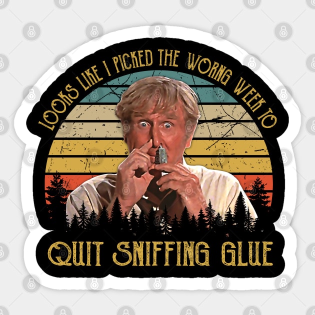 Looks like I picked the wrong week to quit sniffing glue quotes Sticker by Colorfull Human Skull